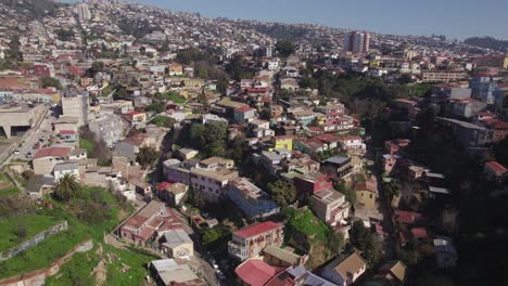 aerial view of valparaiso cityscape on sunny day in chile