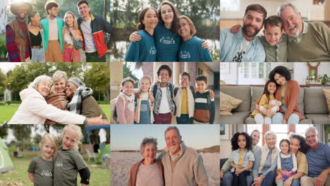 collage, familias y retrato de la diversidad