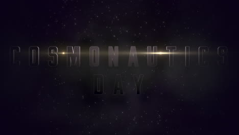 cosmonautics day with fashion giold light and stars in dark galaxy