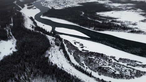 winter river landscape aerial view