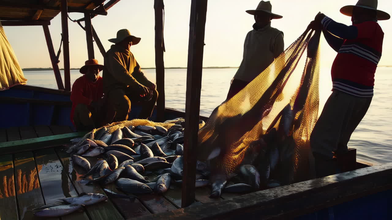 pescadores al amanecer
