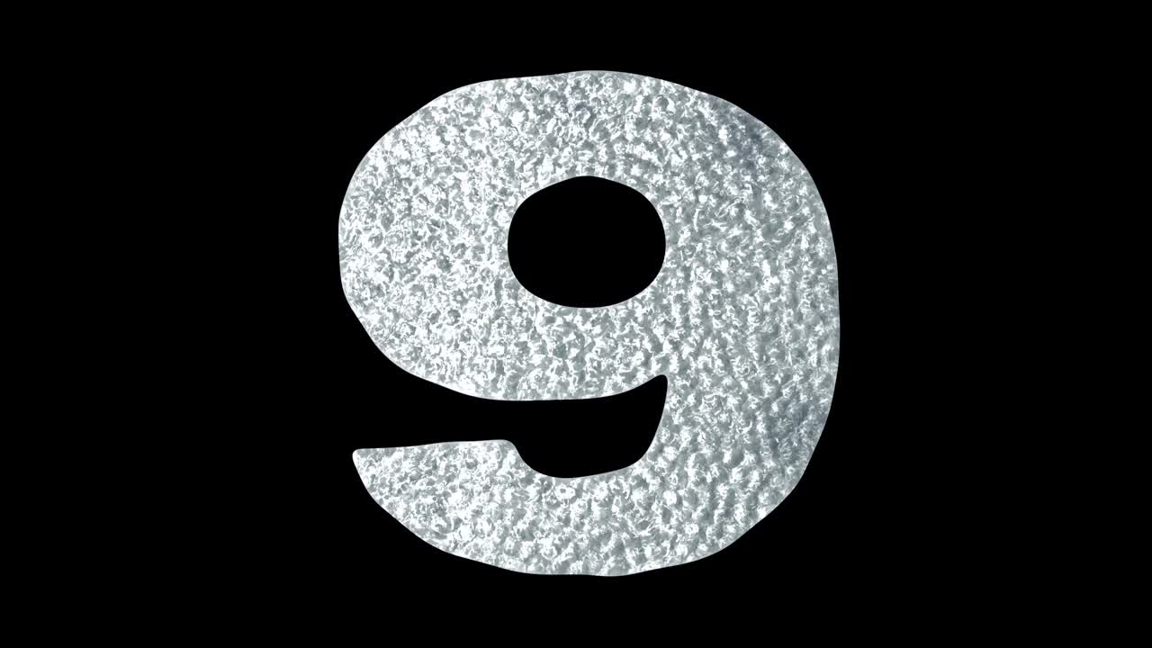 número 9 - concepto de números de agua de hielo animados