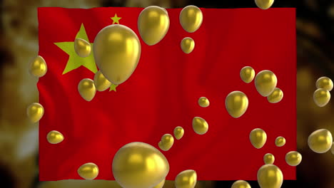 animación de globos sobre la bandera de china