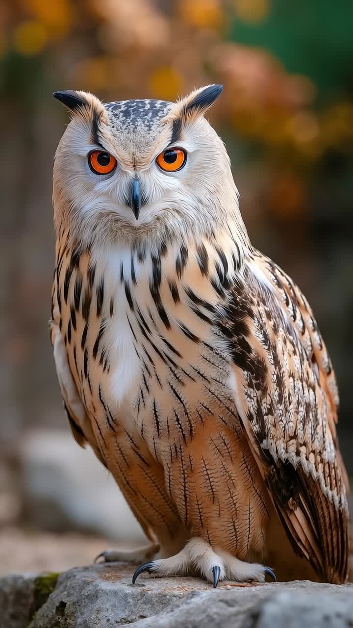 A brown owl sitting on top of a rock