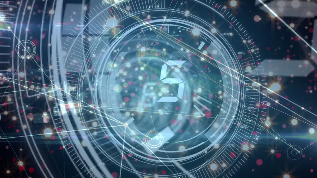 연결 네트워크의 애니메이션, 해군 배경에 계산 및 처리 서클에 대한 점