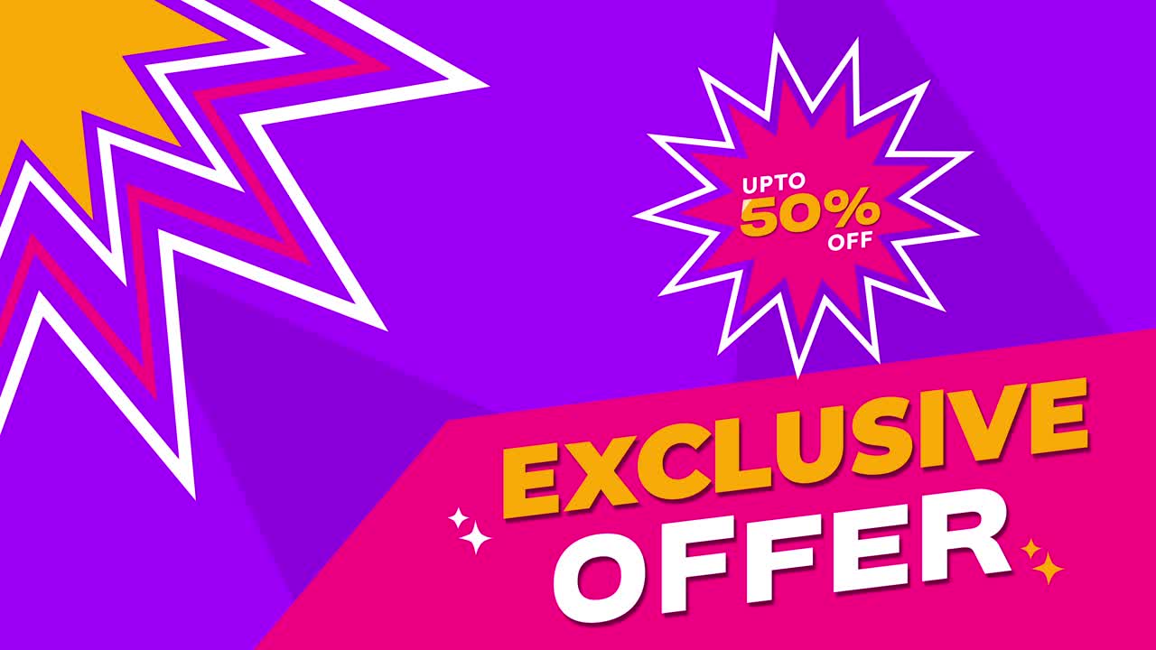Gráfico Animado Exibindo Oferta Exclusiva Com Até 50% de Desconto