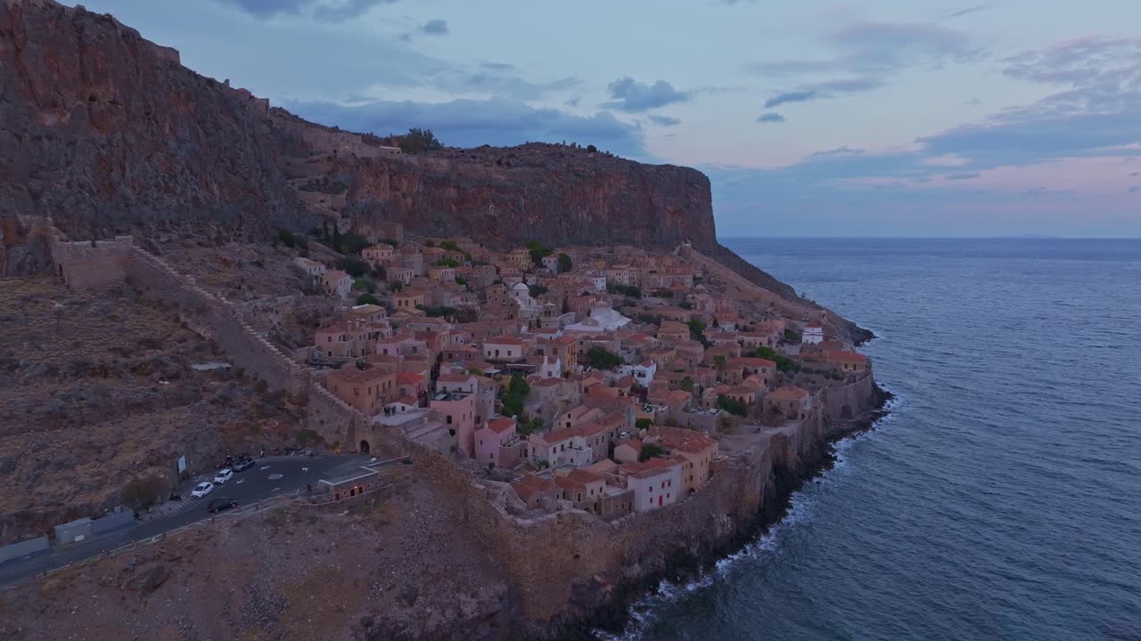 Sunset scene in Peloponnese's Monemvasia
