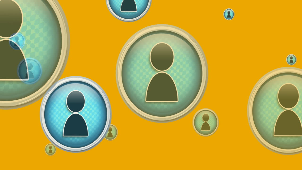 animación de iconos de personas en línea que se mueven sobre un fondo amarillo