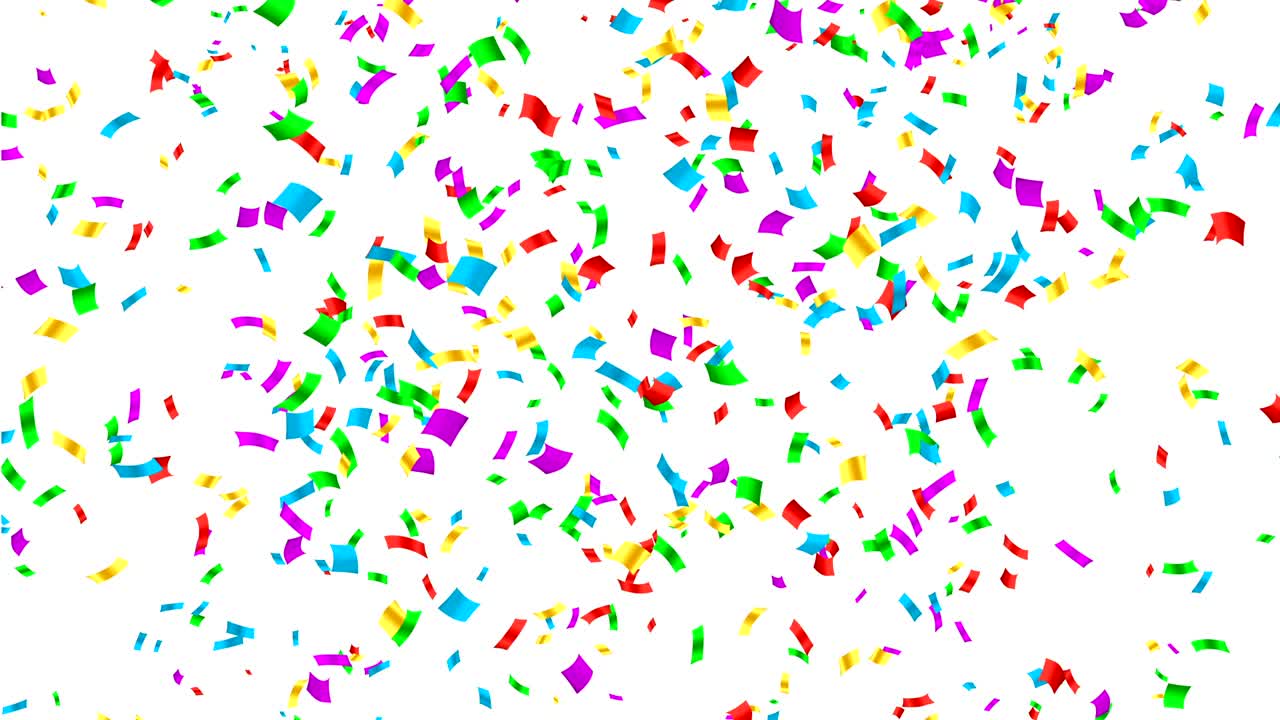 los confeti multicolores están cayendo.