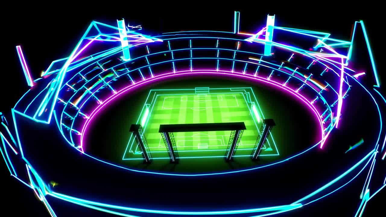 Neonowy futurystyczny stadion piłkarski