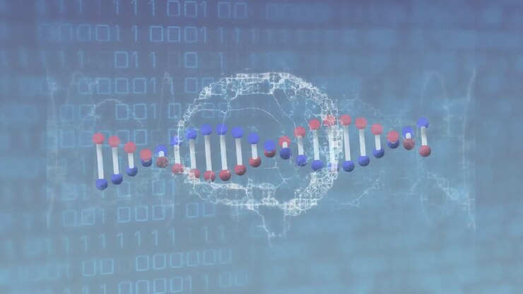 Animation of dna strand spinning and medical data processing