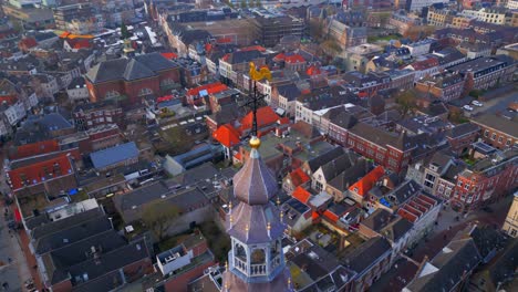 catholic crane on top of cathedral spire watching over historic medieval city centre