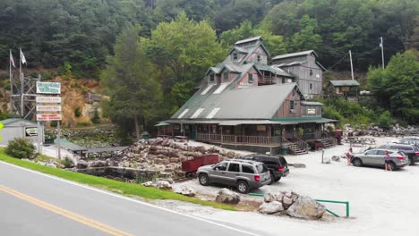 4k drone video of emerald village near little switzerland, nc on summer day-1