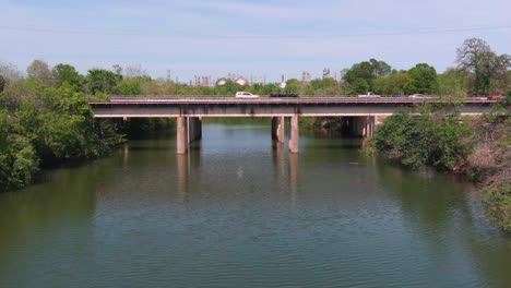 Aerial-view-of-the-buffalo-Bayou-in-Houston,-Texas