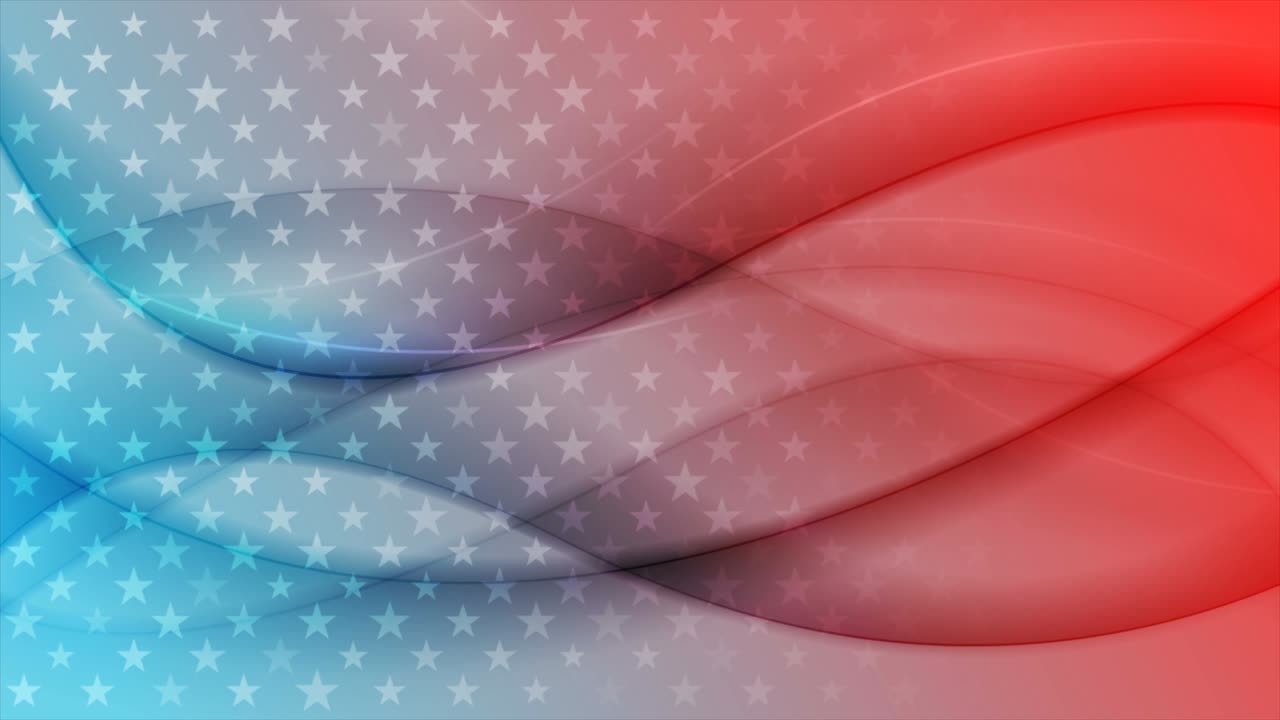 USA colors and stars abstract bright wavy motion background