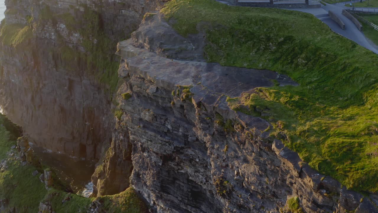 Aerial View of Majestic Coastal Cliffs at Golden Hour