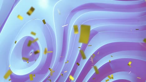 Animation-Von-Konfetti,-Die-über-Einen-Blauen-Und-Violetten-Hintergrund-Mit-Farbverlauf-Fallen