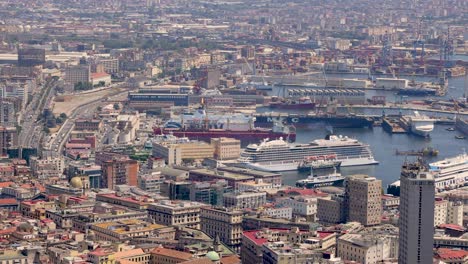 panoramic view of naples harbor and cityscape