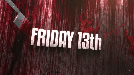 friday 13th with red blood and knife on grunge wall