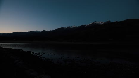 time lapse of river flows and the dark is falling down