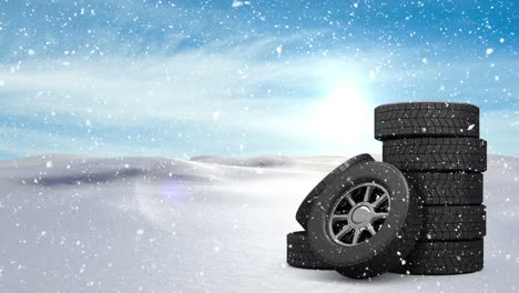 Wheels-with-animated-snowfall