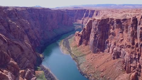 aerial shot of a river in a canyon