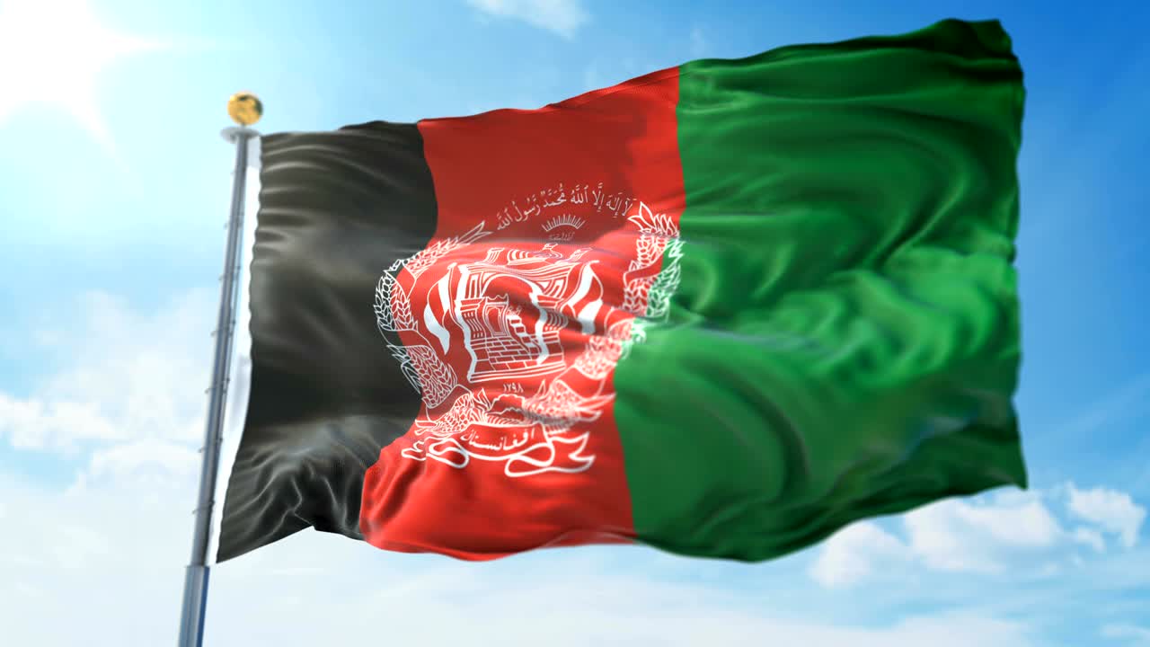 아프가니스탄 발의 3d 렌더링 영상: 아름다운 섬유 천 줄이 흔들리고 있습니다.