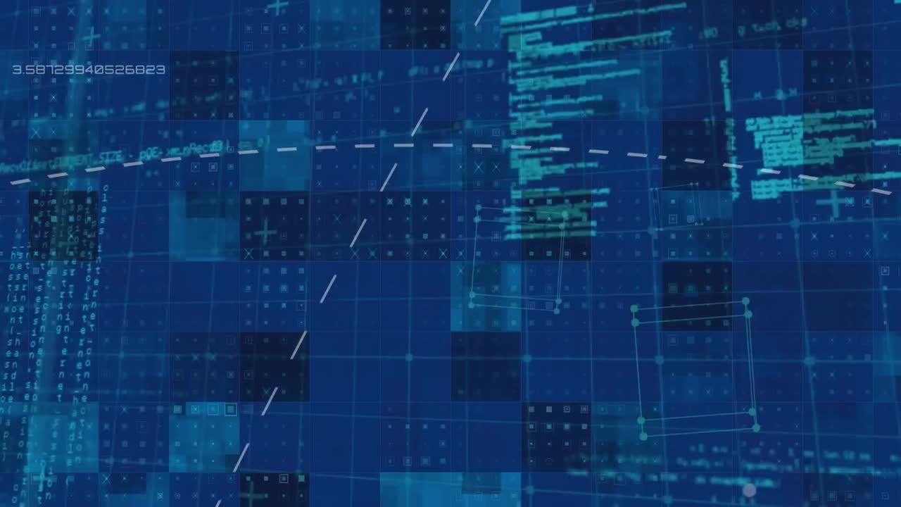 animación de líneas y lenguaje informático sobre cubos 3d contra un fondo abstracto