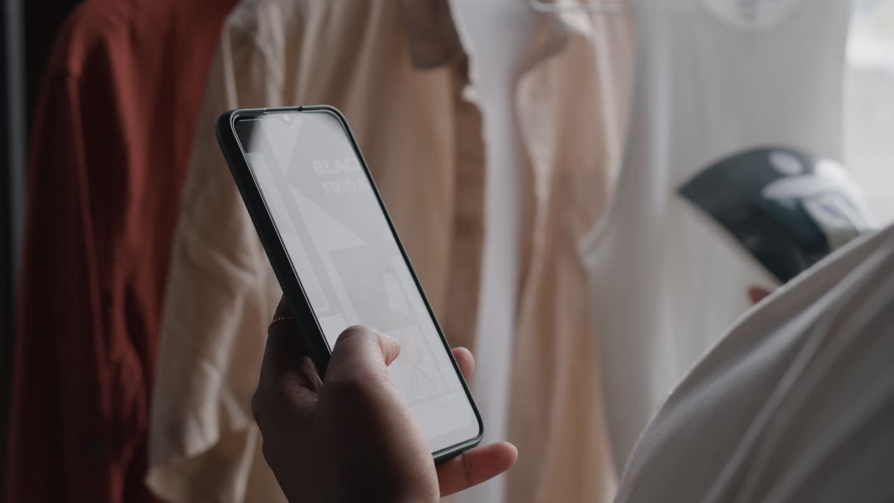 Shopping for Black Friday sales on a smartphone