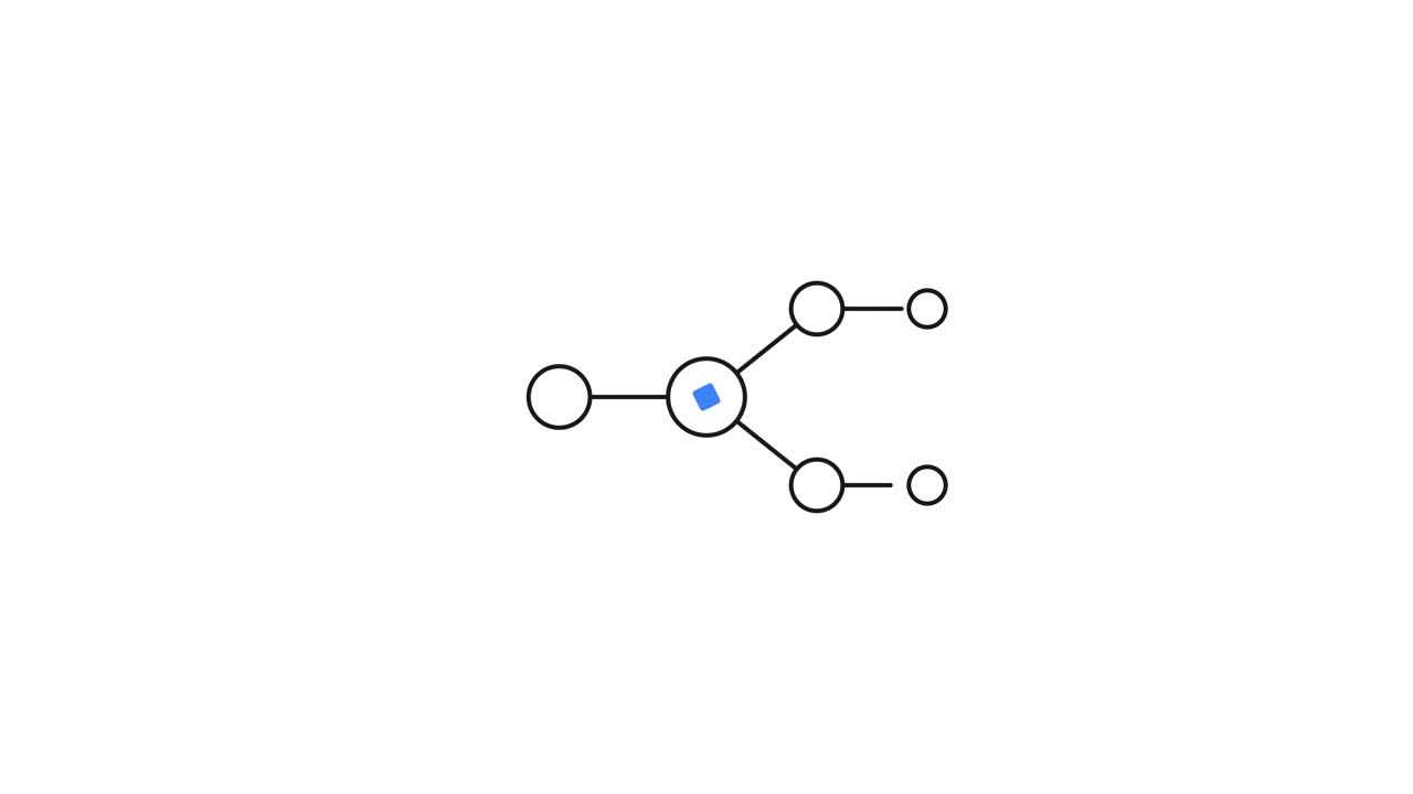 Animated Network Diagram Connecting Nodes on White Background
