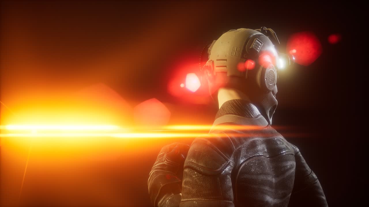 mujer joven cyberpunk, estilo futurista