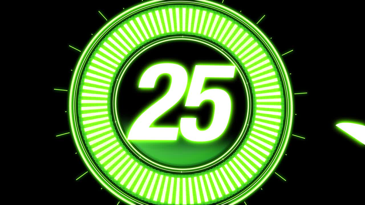 30 seconds Countdown.Cool Futuristic Blue neon lights Timer