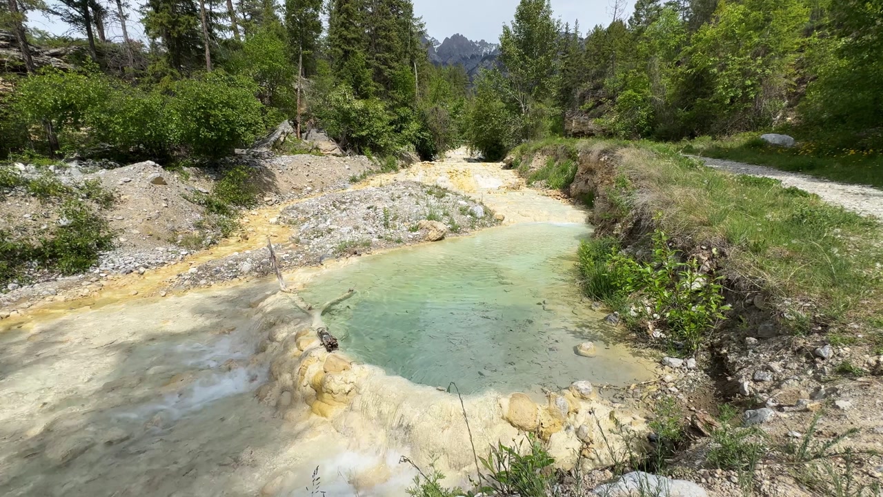 Turquoise geothermal pools at Fairmont Hot Springs Canada wilderness