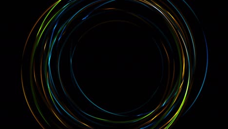 círculos de láser de neón coloridos fondo de movimiento futurista abstracto