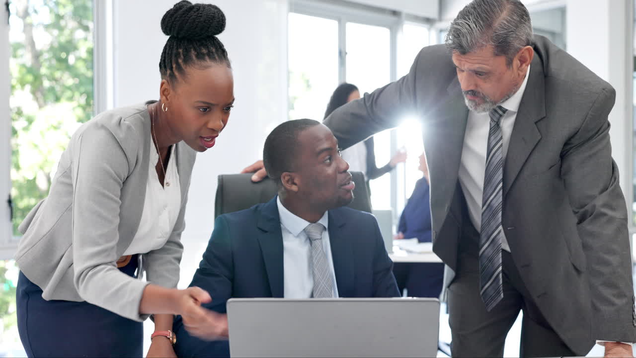 Tablet, laptop and business people teamwork