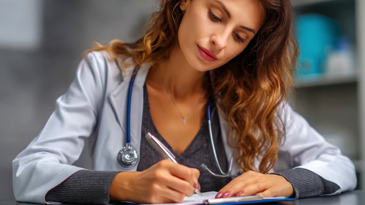 A Focused Medical Professional Dedicating Time to Document Patient Care with Attention to Detail and Precision, Signifying the Vital Role of Record-Keeping in Healthcare Delivery and Patient Management
