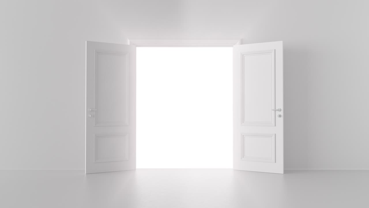 밝은 방에서 열린 문의 빛