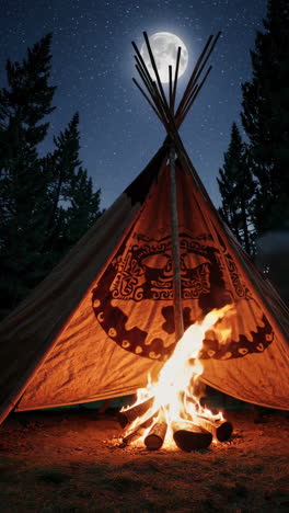 night camping in a tipi under the stars