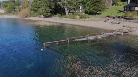 scenic lakefront pier and beach
