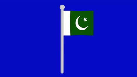 animación de bucle de la bandera de pakistán ondeando en un poste