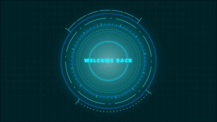 Futuristic Digital Interface Displaying Welcome Back Text
