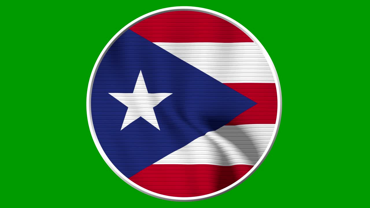 Puerto Rico Circular Flag Loop - Realistic 4K flag waving in the wind