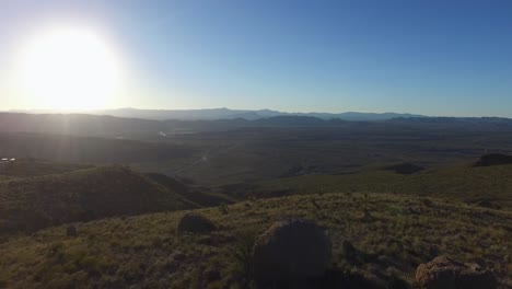 Aerial-shot-of-National-Park-of-Peguin-in-Chihuahua-at-sunset