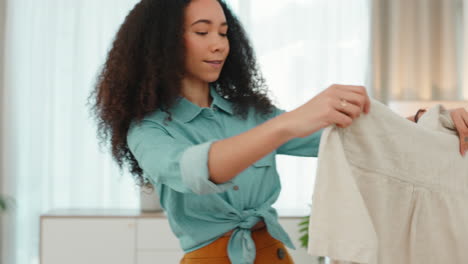 bedroom, black woman and suitcase on a bed