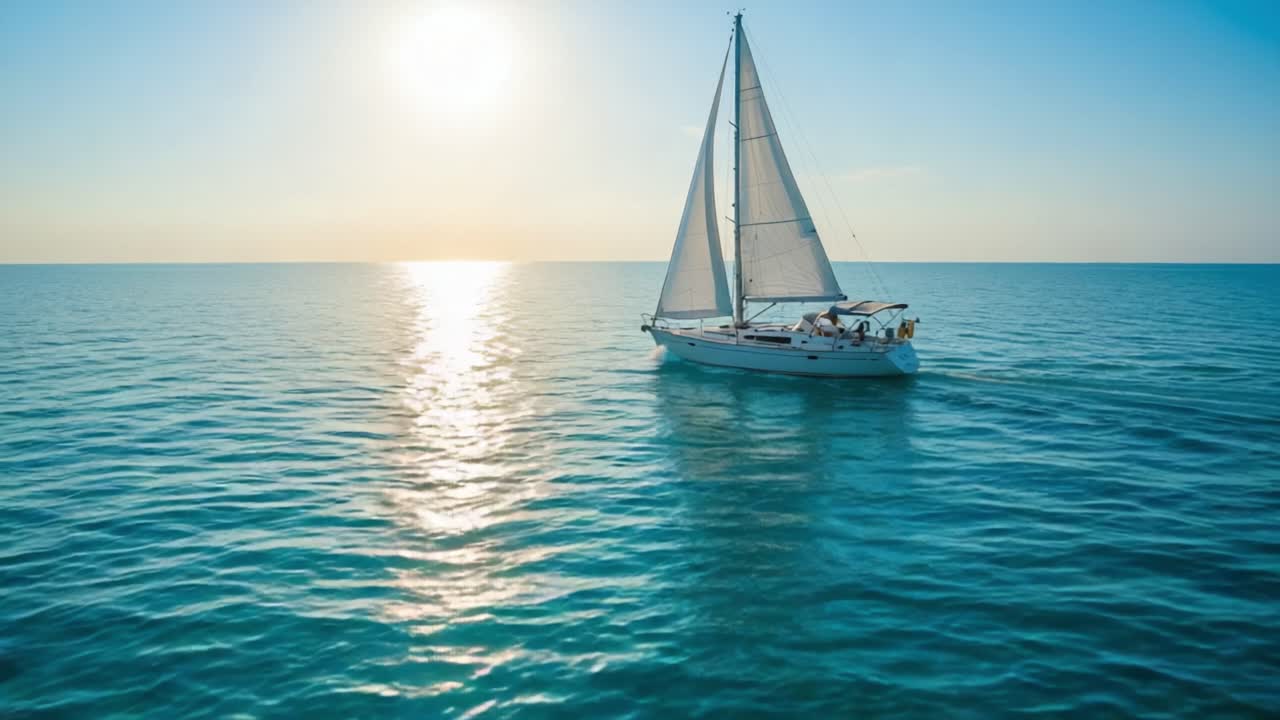 Sailboat on the Ocean at Sunset