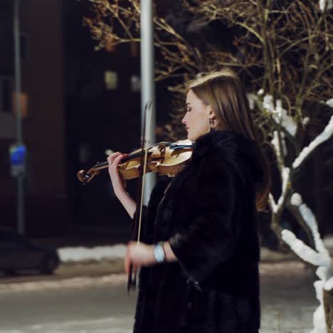 street musician playing on violin