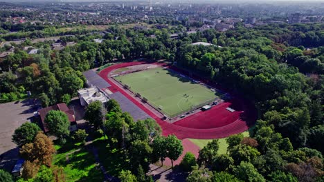 football stadium in a small city of europe