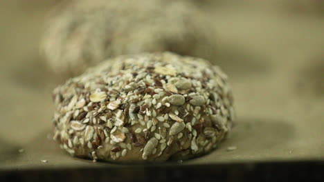 hamburguer dough for baking - delicious hamburguer dough loaded with, seeds, oats, and whole grains - selective focus