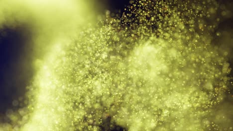 Elegant, detailed, and golden particles flow with shallow depth of field