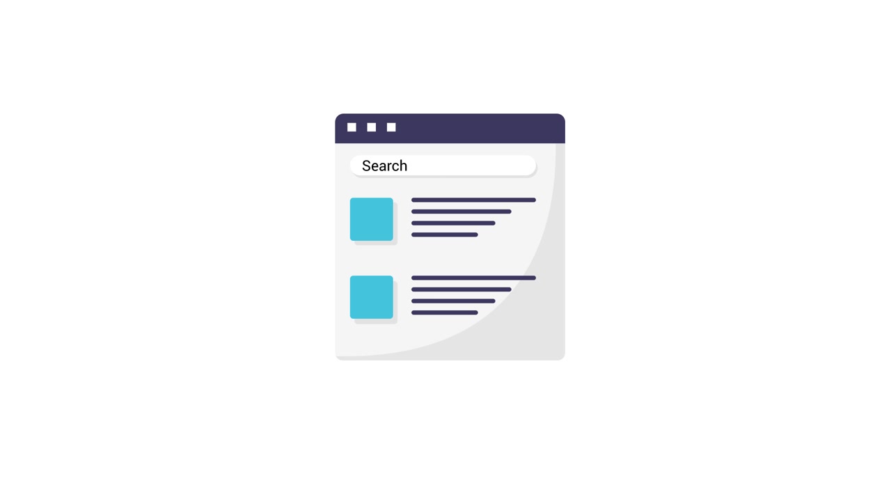 Animated Web Browser Window Displaying Search Results